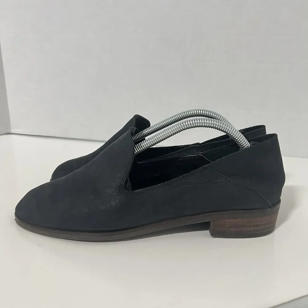 Lucky Brand Womens Loafers Shoes Size 7 Cahill Black Nubuck Leather Slip On